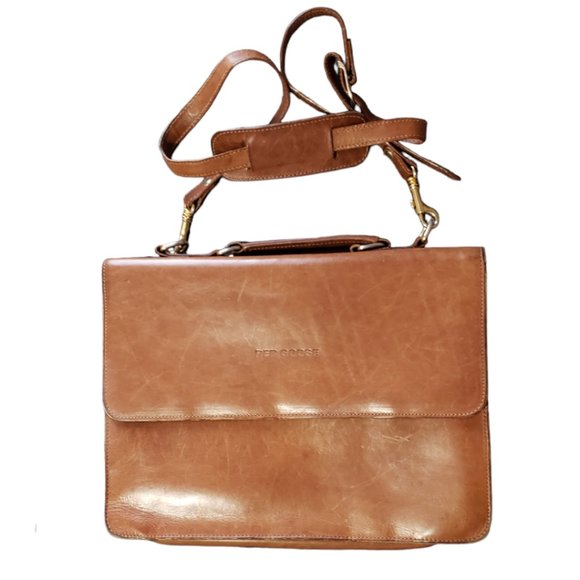 Red Goose Women Brown Leather Laptop Satchel Portfolio Messenger Bag - Picture 2 of 8